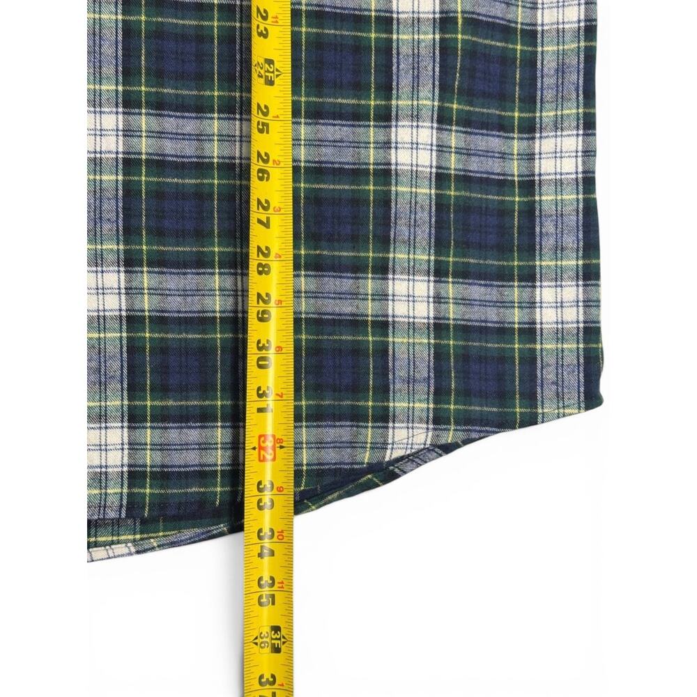 L.L. Bean Flannel Shirt Mens XXL Green Blue Plaid Long Sleeve Button Down - Picture 3 of 4